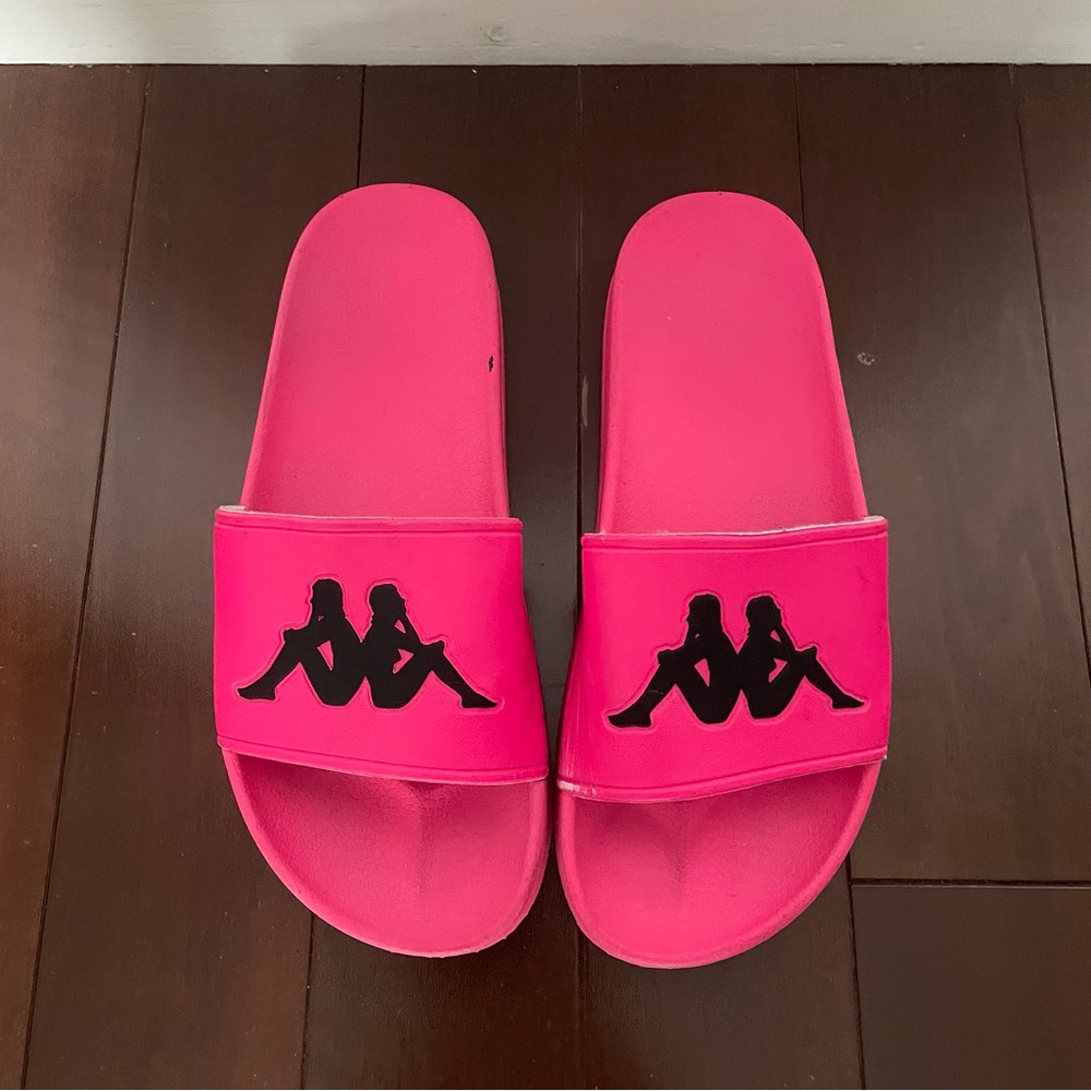 Kappa Hot pink Slide Sandals with Logo